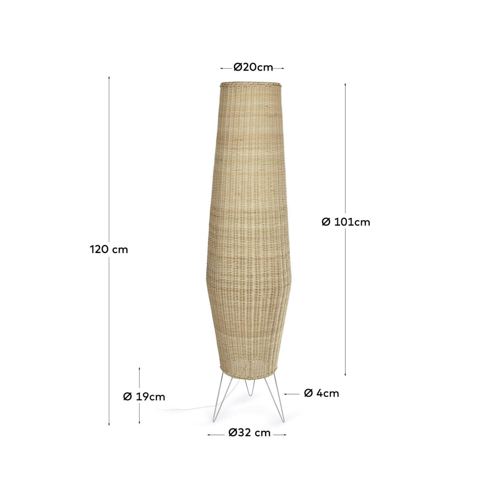 Lampadaire grande Kamaria en rotin finition naturelle