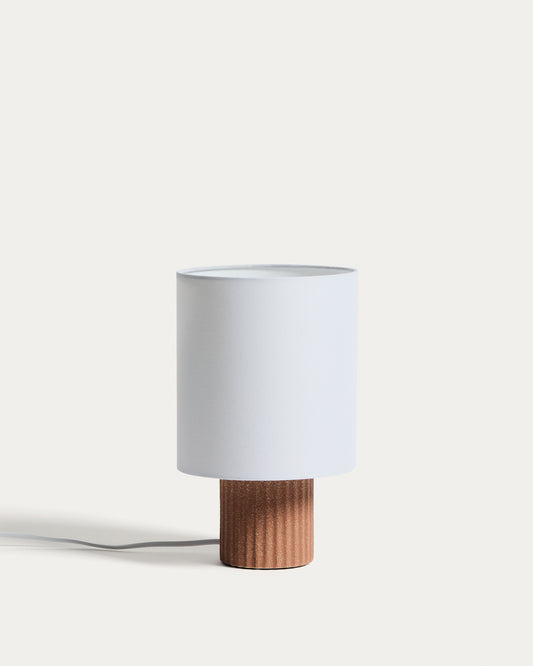 Lampe de table Eshe en céramique finition en blanc et terracotta