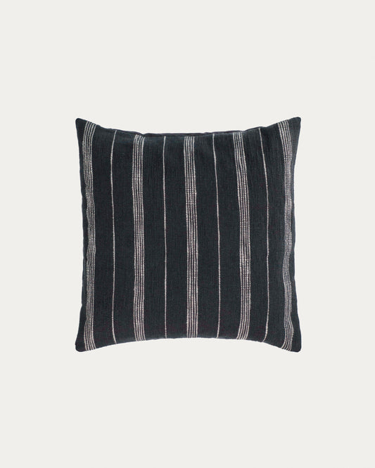 Housse de coussin Adalgisa en coton à rayures noir et blanc 45 x 45 cm