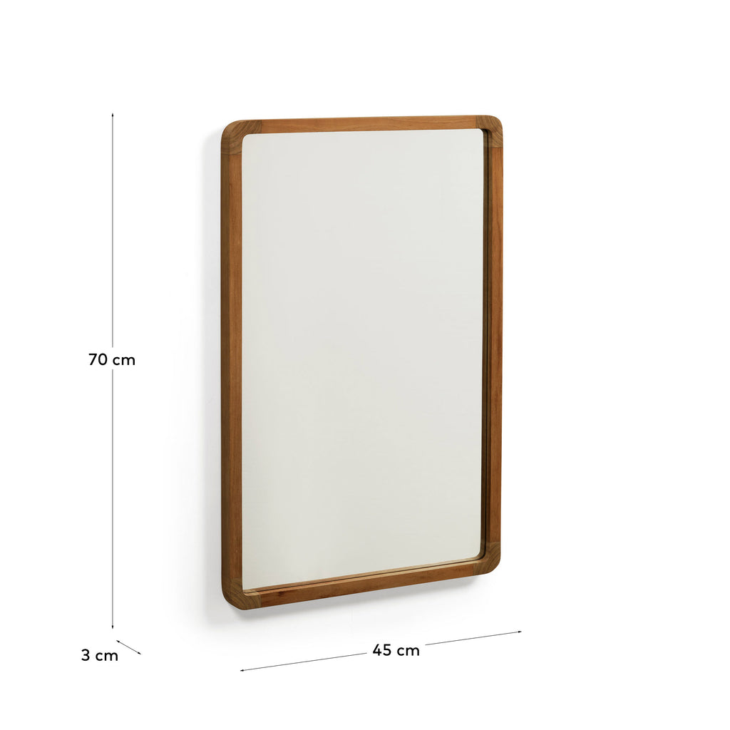 Miroir Shamel en bois de teck finition noyer 45 x 70 cm