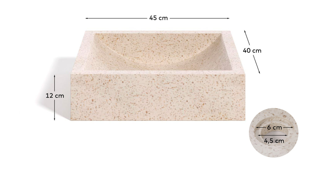 Vasque Delina en terrazzo blanc 40 x 45 cm