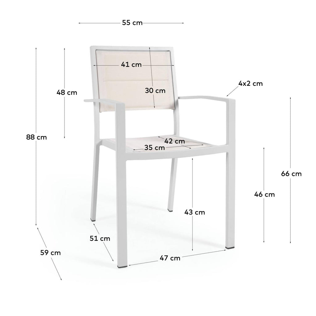 Chaise de jardin Sirley en aluminium et texteline blanc