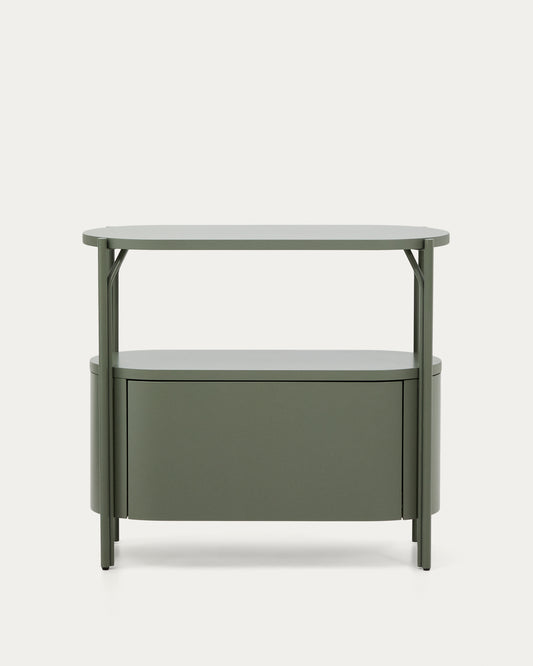 Meuble de salle de bain Arely avec structure en acier et MDF laqué vert 90 x 40 cm