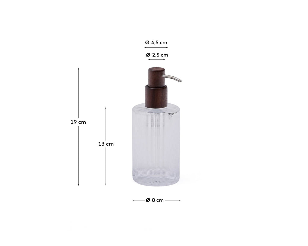 Distributeur de savon Arlem en verre transparent et bambou