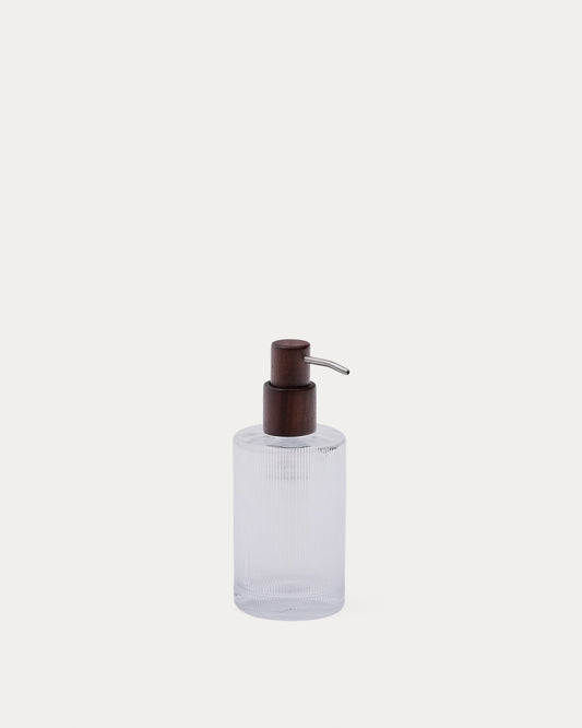 Distributeur de savon Arlem en verre transparent et bambou