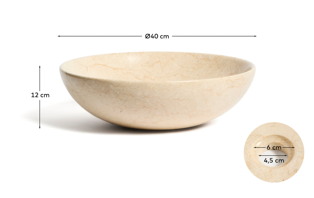 Vasque à poser Darnen en marbre beige Ø 40 cm