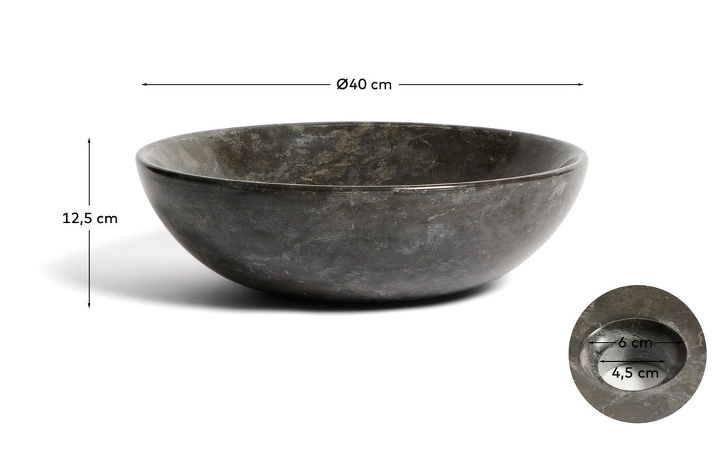 Vasque à poser Darnen en marbre gris Ø 40 cm