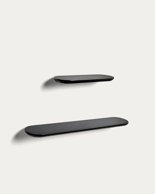 Ensemble Arely de 2 étagères en MDF avec finition laquée noire 35 cm/55 cm