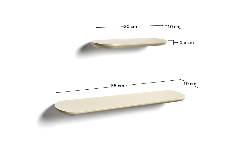 Ensemble Arely de 2 étagères en MDF avec finition laquée beige 35 cm/55 cm