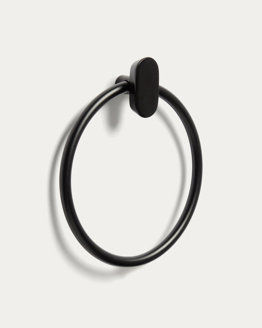 Porte-serviettes Arely avec anneau en métal noir