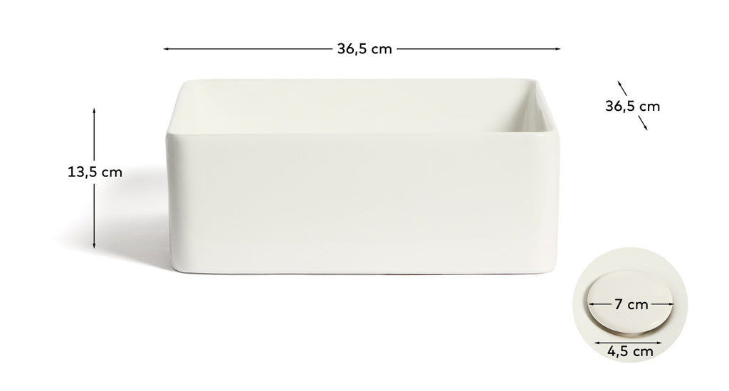 Vasque à poser Ovara en céramique blanche émaillée 36,5 x 36,5 cm