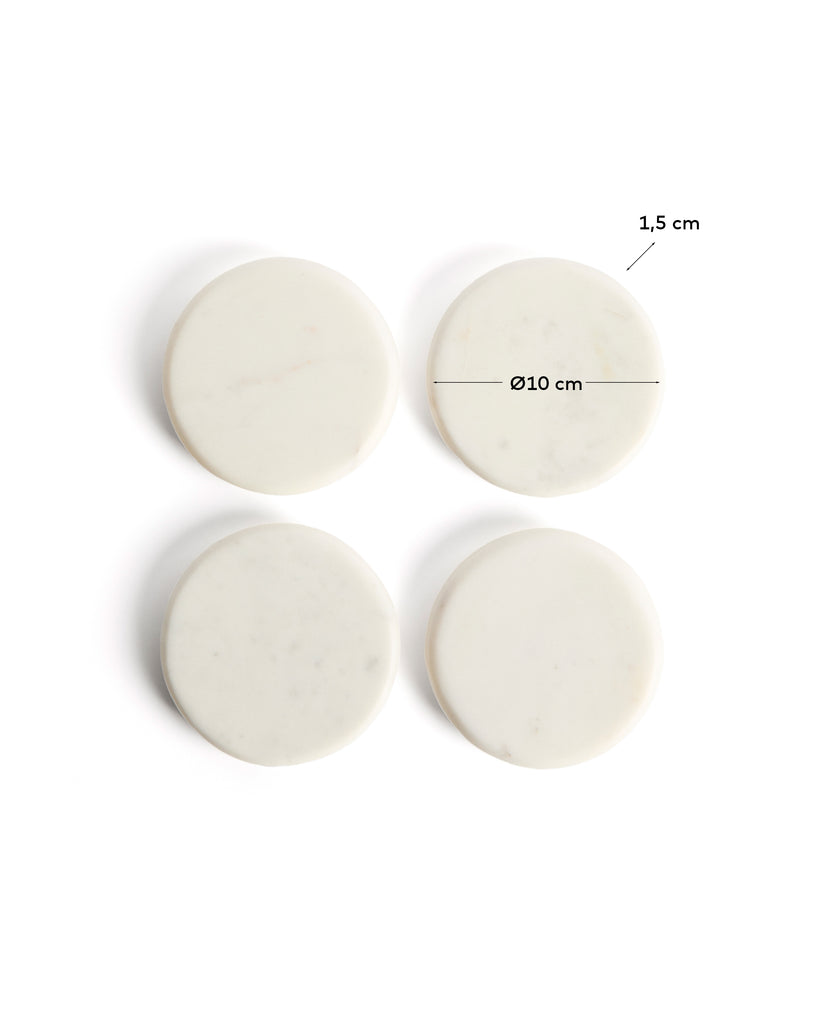 Ensemble Erefi de 4 sous-verres en marbre blanc