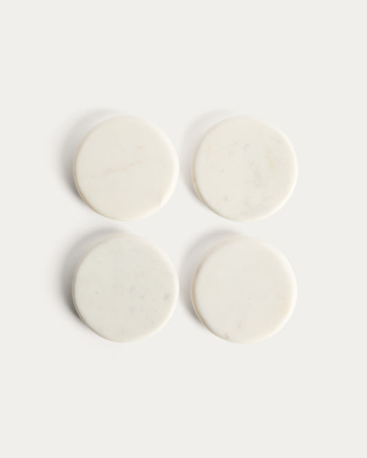 Ensemble Erefi de 4 sous-verres en marbre blanc