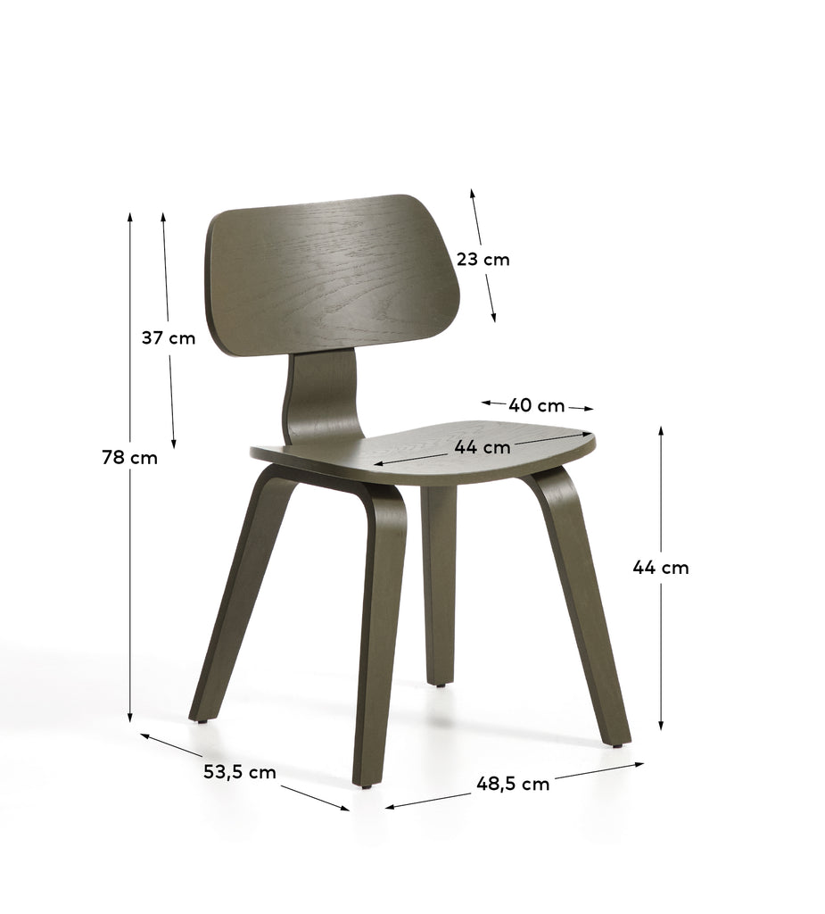 Chaise Gena en placage chêne avec finition verte