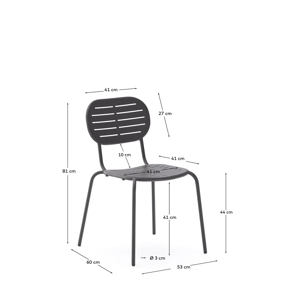 Chaise d’extérieur empilable Brai en acier galvanisé gris foncé