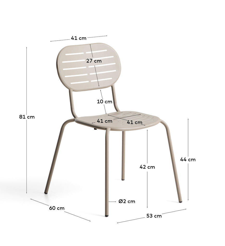 Chaise empilable d’extérieur Brai en acier galvanisé taupe