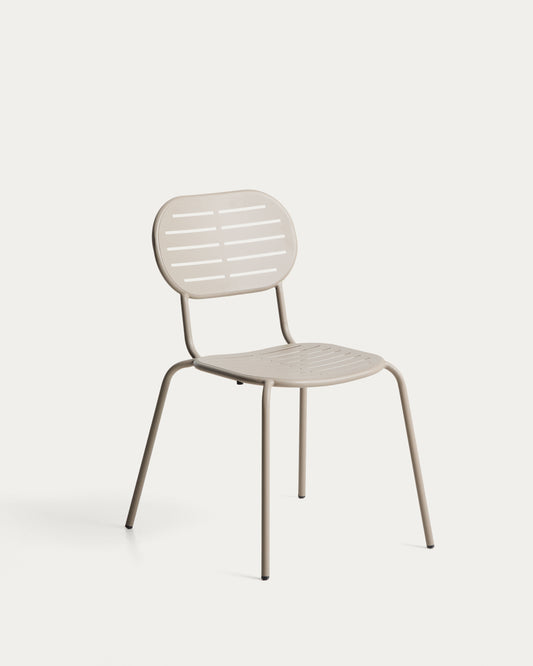 Chaise empilable d’extérieur Brai en acier galvanisé taupe
