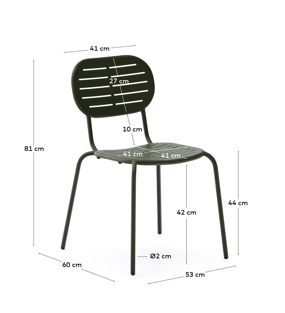 Chaise empilable d’extérieur Brai en acier galvanisé vert
