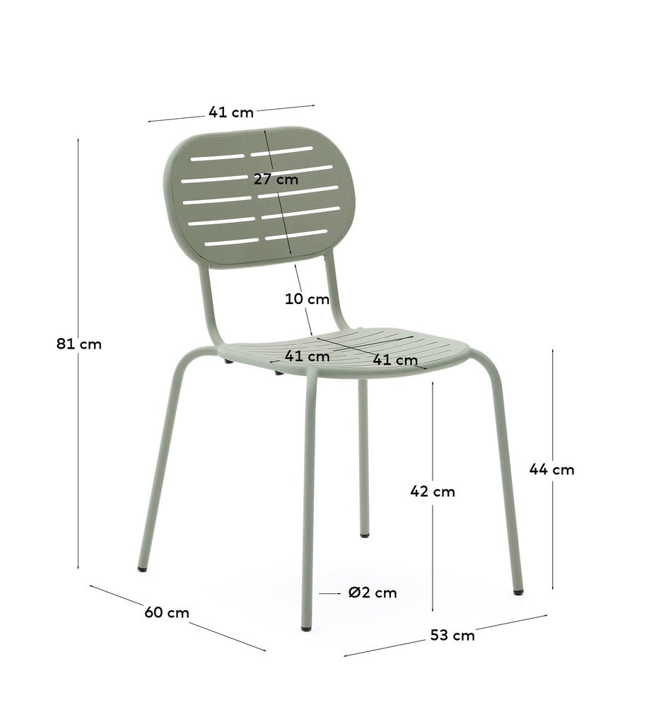 Chaise empilable d’extérieur Brai en acier galvanisé turquoise