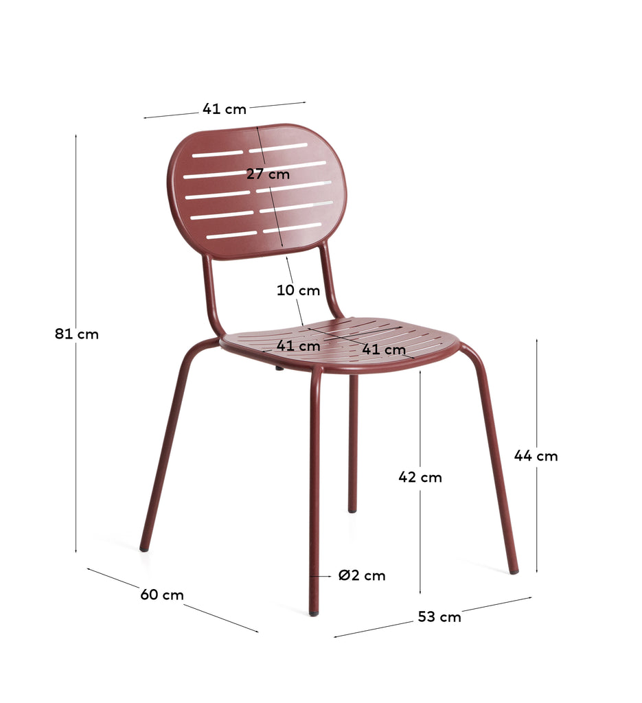 Chaise empilable d’extérieur Brai en acier galvanisé grenat