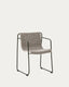 Chaise empilable Maurina en acier galvanisé vert et corde écrue et grise