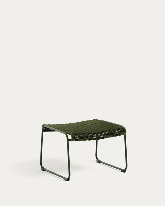Repose-pieds Maurina en acier galvanisé vert et corde verte 58 x 52,5 cm