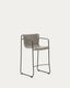 Tabouret Maurina en acier galvanisé vert et corde écrue et grise 64,5 cm