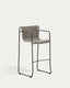 Tabouret Maurina en acier galvanisé vert et corde écrue et grise 74,5 cm