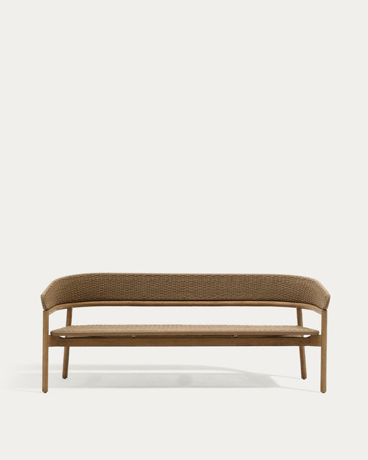 Canapé 3 places Arinella en bois d’acacia, finition ton naturel et corde beige FSC 100 % 167 cm
