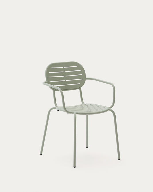 Chaise empilable d’extérieur Brai avec accoudoirs en acier galvanisé turquoise