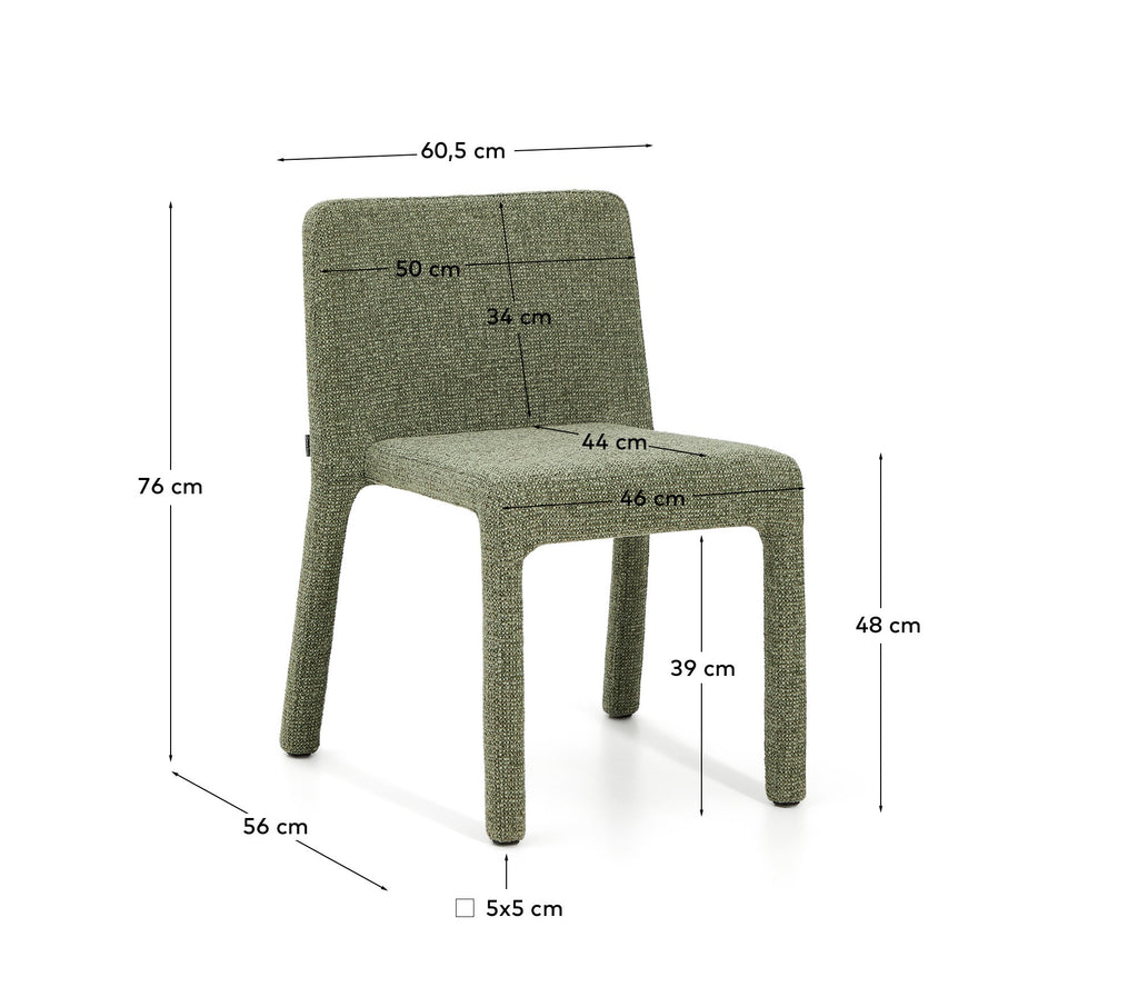 Chaise empilable Loria en chenille verte FSC 100%