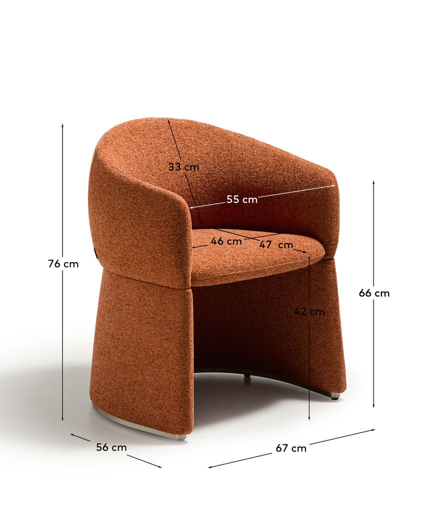 Chaise Bosca en chenille terracotta