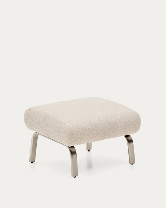 Repose-pieds Amsen beige avec pieds en acier inoxydable brossé 68 x 55 cm
