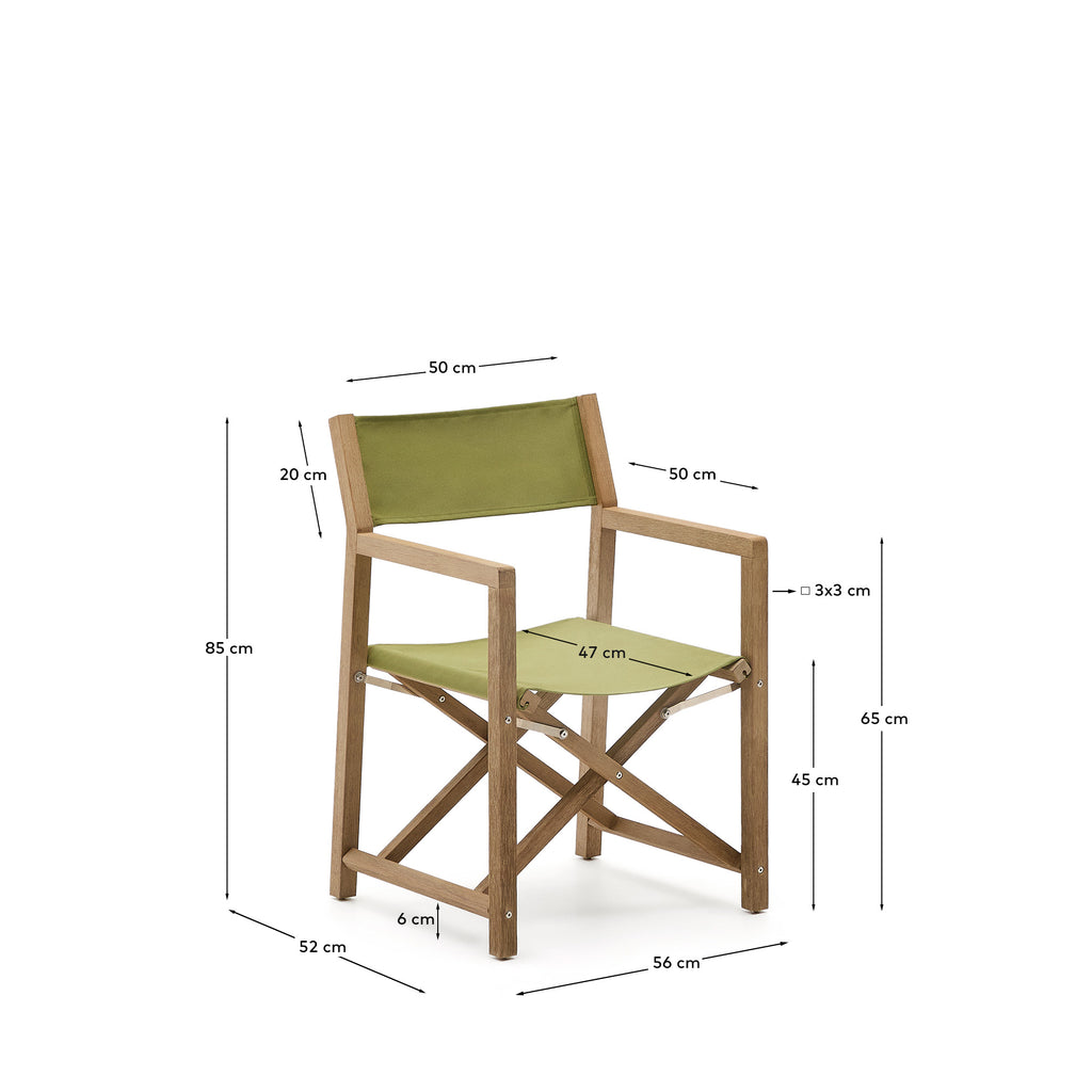 Chaise pliable d’extérieur Vilara verte en bois d’acacia FSC 100%