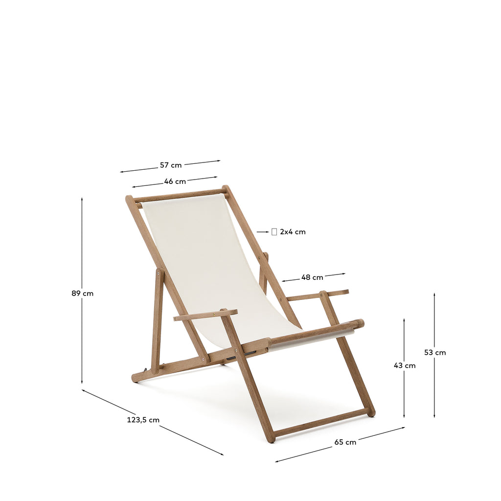 Transat pliant d’extérieur Vilara blanc en bois d’acacia FSC 100%