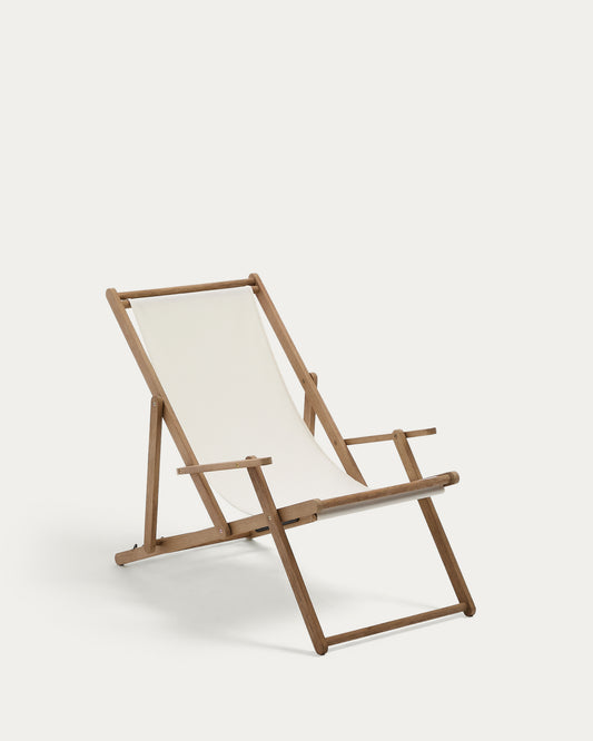 Transat pliant d’extérieur Vilara blanc en bois d’acacia FSC 100%