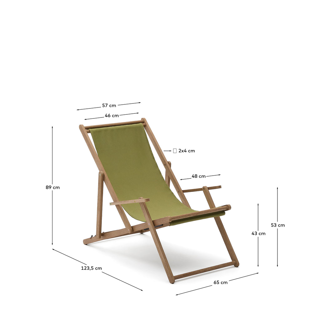 Transat pliant d’extérieur Vilara vert en bois d’acacia FSC 100%