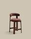 Tabouret Granite en tissu chenille marron et bois de frêne avec finition ton noyer FSC 100 % 65 cm