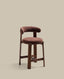 Tabouret Granite en tissu chenille marron et bois de frêne avec finition ton noyer FSC 100 % 65 cm
