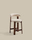 Tabouret Granite en tissu chenille beige et bois de frêne avec finition ton noyer FSC 100 % 65 cm