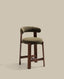 Tabouret Granite en tissu chenille verte et bois de frêne avec finition ton noyer FSC 100 % 65 cm