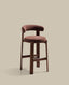 Tabouret Granite en tissu chenille marron et bois de frêne avec finition ton noyer FSC 100 % 75 cm