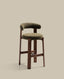 Tabouret Granite en tissu chenille verte et bois de frêne avec finition ton noyer FSC 100 % 75 cm