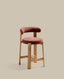 Tabouret Granite en tissu chenille terracotta et bois de frêne avec finition ton naturel FSC 100 % 65 cm