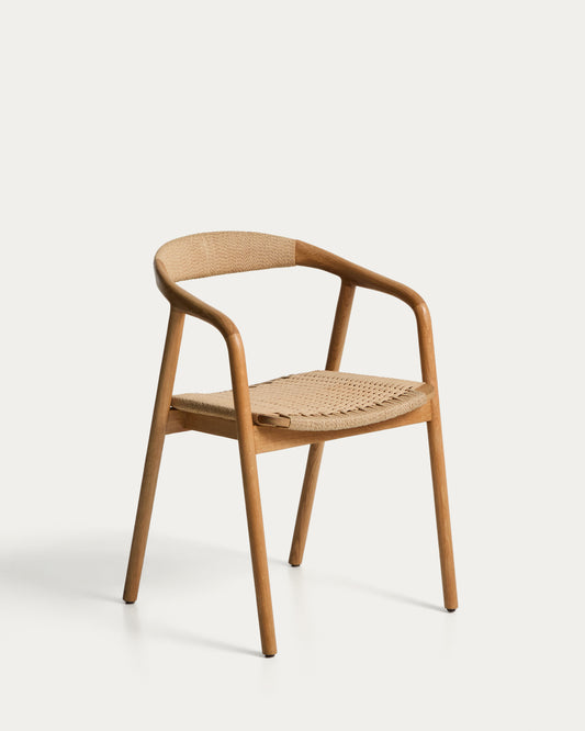 Chaise Derile en bois de chêne avec finition ton naturel et corde en papier beige FSC Mix Credit