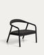 Fauteuil Derile en bois massif de chêne avec finition noire et corde en papier noire FSC Mix Credit