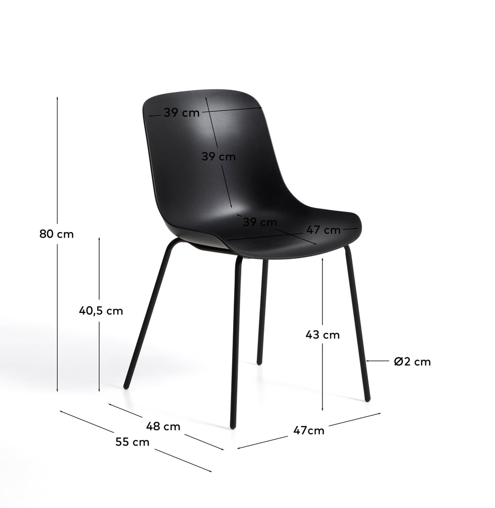 Chaise Altea noire et pieds en acier finition noire