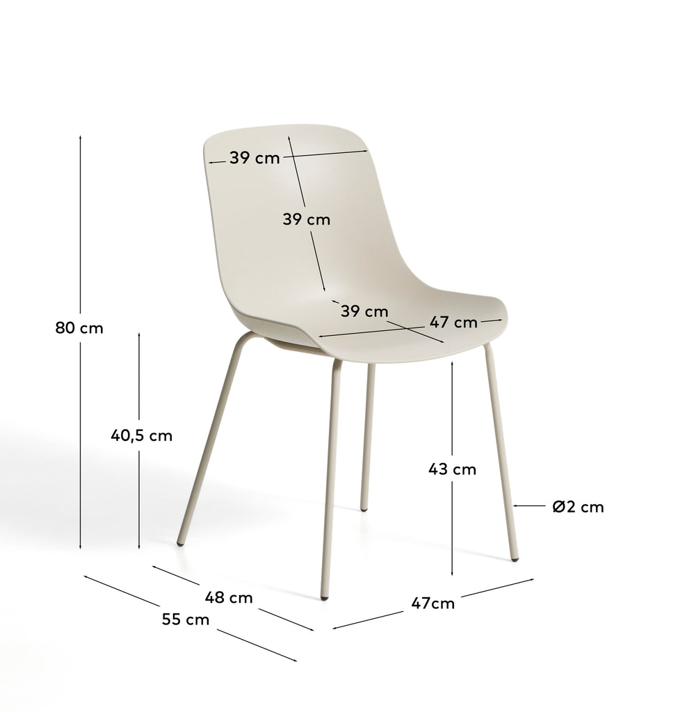 Chaise Altea beige et pieds en acier finition beige