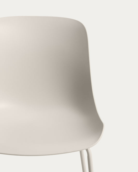 Chaise Altea beige et pieds en acier finition beige