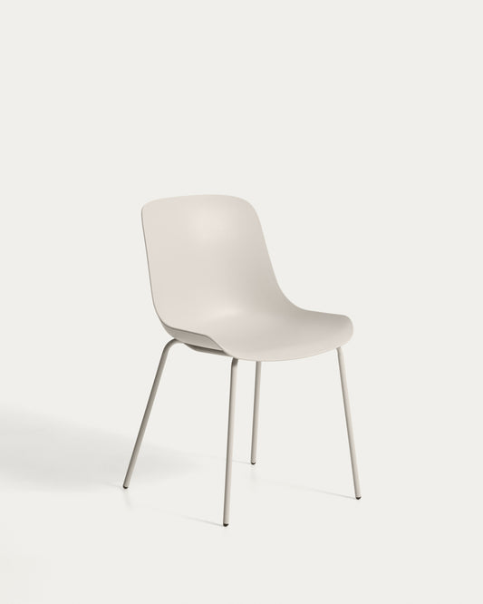 Chaise Altea beige et pieds en acier finition beige